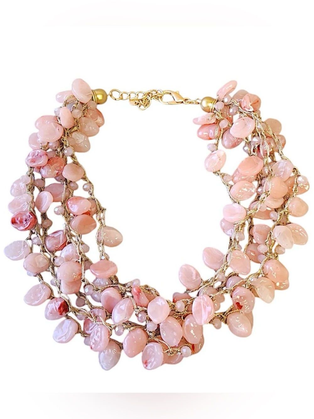 NWT Coastal Luxe Handcrafted Pink Statement Necklace Resort & Vacation Jewelry